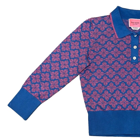Kate Spade Women’s Flower Polo Sweater size Medium Pink & Blue✨ - Picture 6 of 12